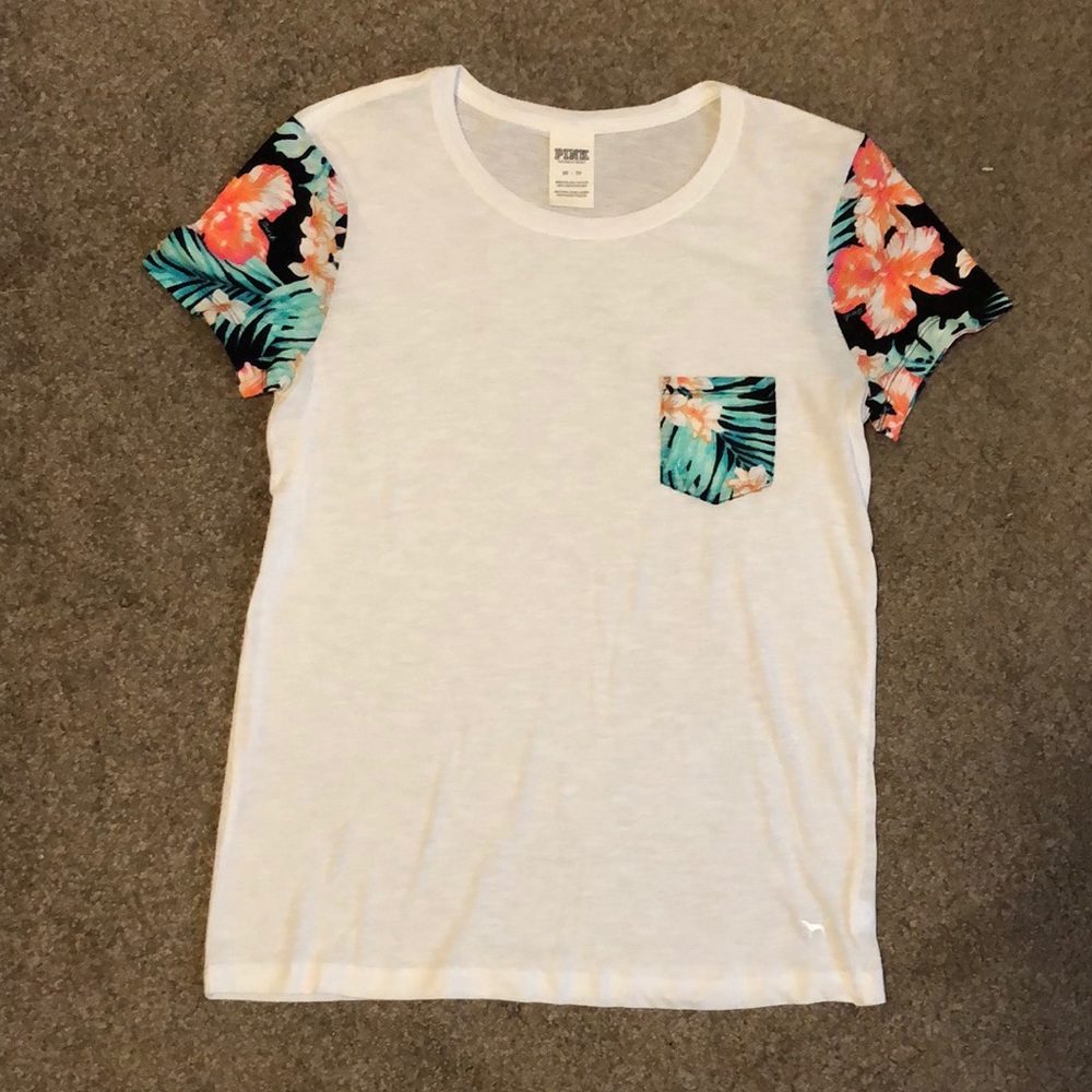 PINK Victoria’s Secret Tropical Sleeve Tee